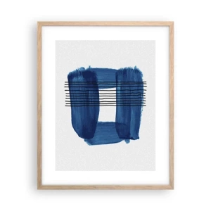 Póster en marco roble claro - Composición azul y negra - 40x50 cm