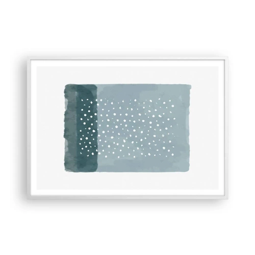 Póster en marco blanco - Creación sobre azul - 100x70 cm