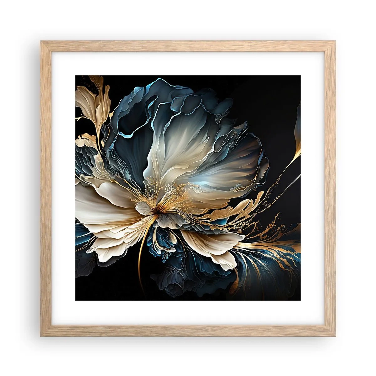 Póster en marco roble claro - Flor de helecho de cuento - 40x40 cm