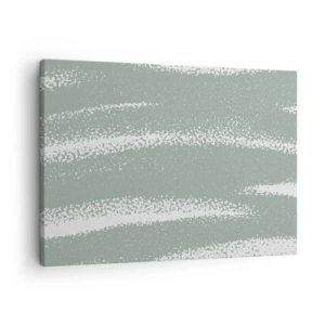 Cuadro sobre lienzo - Impresión de Imagen - Ondas invernales en tonos menta y blanco. - 70x50cm - Abstracción invernal - Decoración de pared moderna para salón y dormitorio ARTTOR
