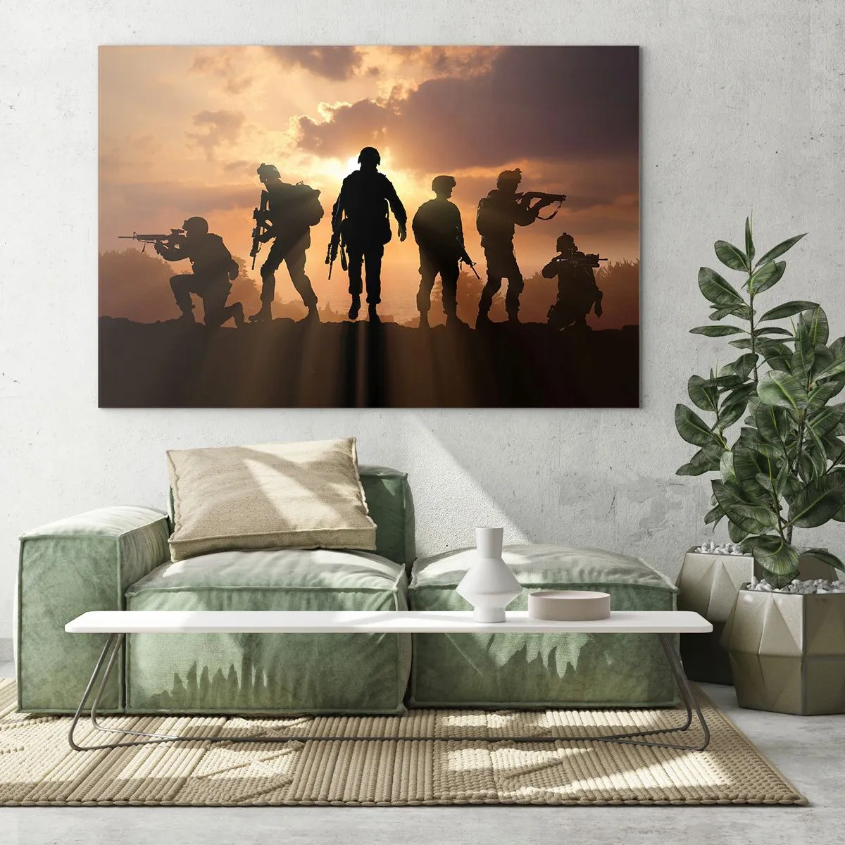 Cuadro sobre vidrio - Impresiones sobre Vidrio - Hermanos de armas - 70x50cm - Hermanos de armas - Decoración de pared moderna para salón y dormitorio ARTTOR