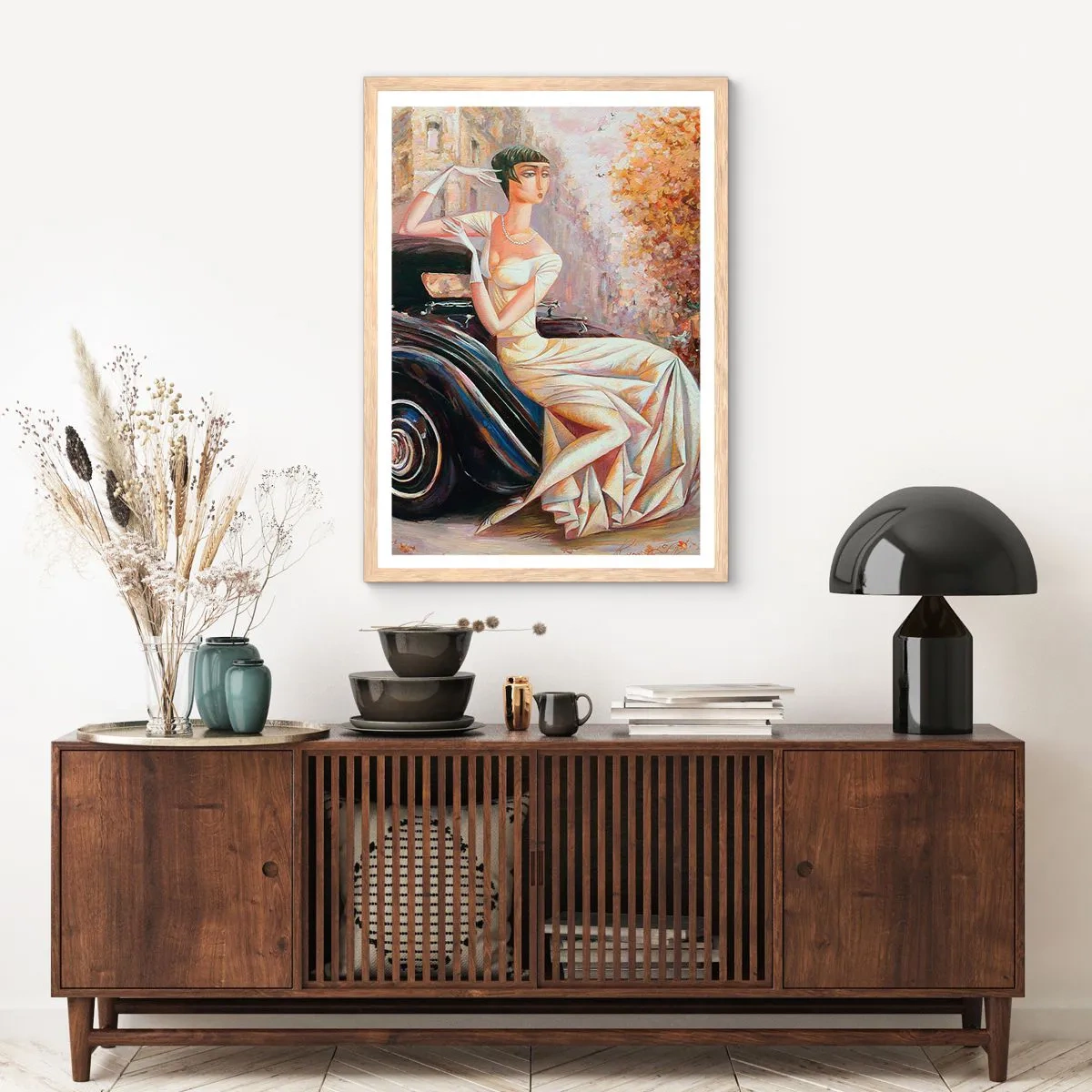 Póster en marco roble claro - Elegancia retro - 40x50 cm