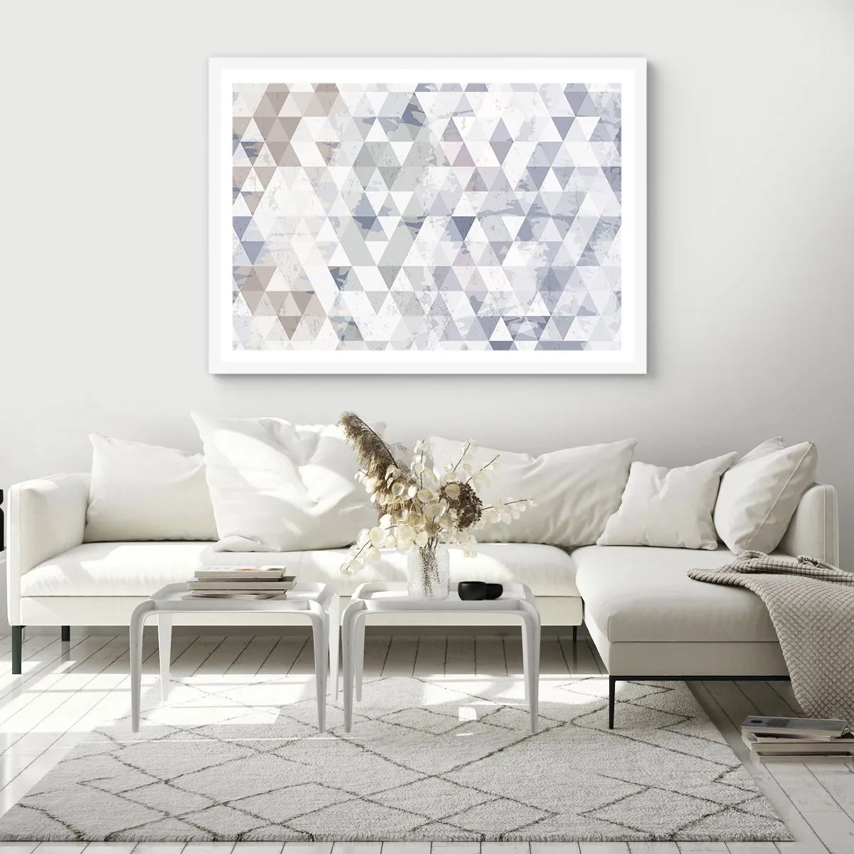 Póster en marco blanco - A ritmo de triángulo - 70x50 cm