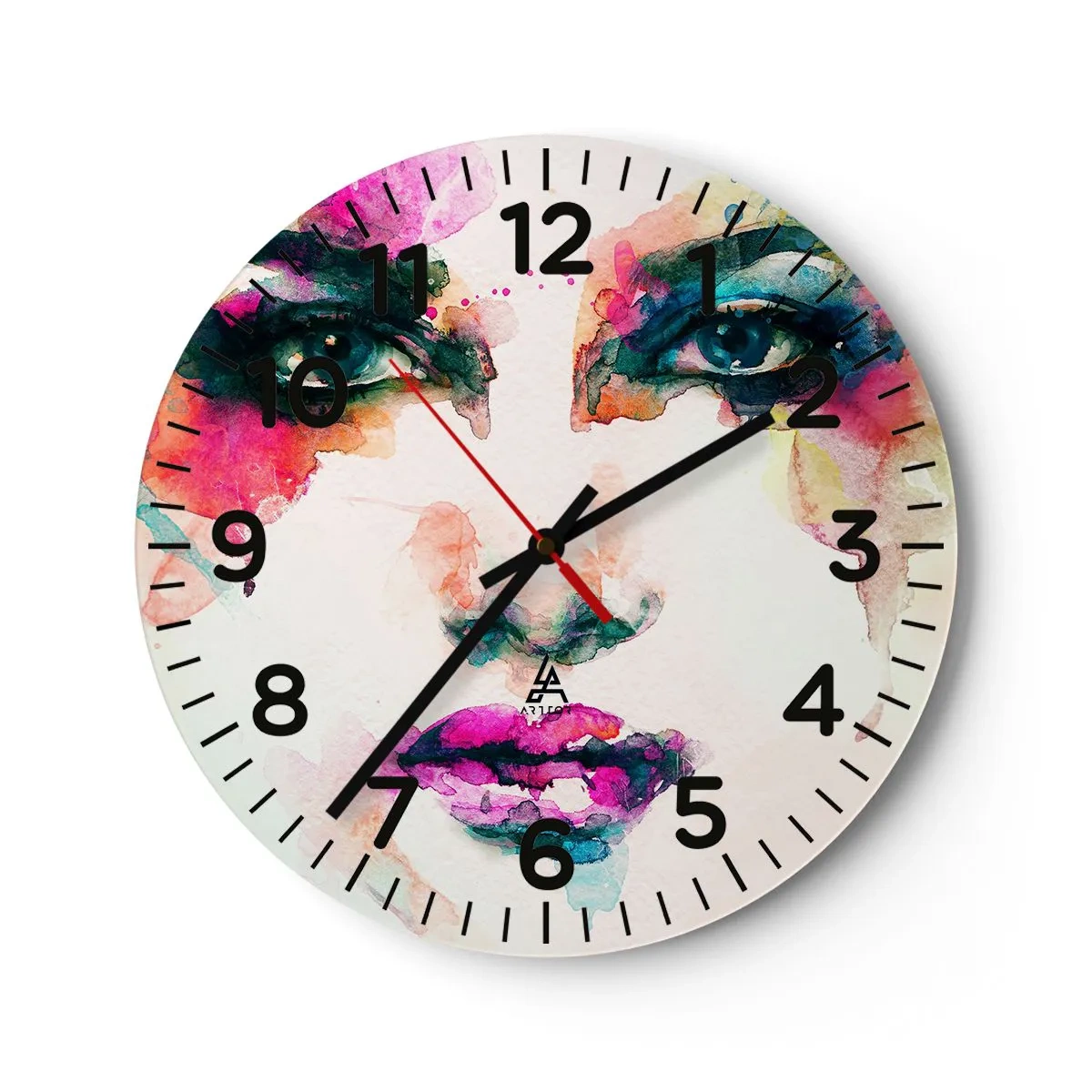 Reloj de pared - Reloj de vidrio - Retrato en arco iris - 30x30 cm