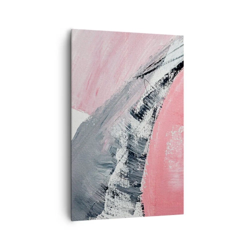 Cuadro sobre lienzo - Impresión de Imagen - Una composición abstracta en tonos rosa y gris. - 80x120cm - Composición a juego - Decoración de pared moderna para salón y dormitorio ARTTOR