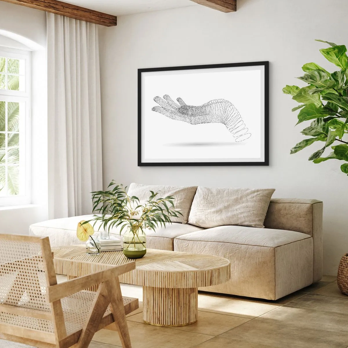 Póster en marco negro - Mano elástica - 91x61 cm