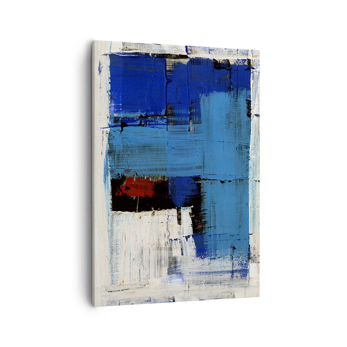 Cuadro sobre lienzo - Impresión de Imagen - Composición abstracta en tonos azules y blancos. - 50x70cm - El secreto del azul - Decoración de pared moderna para salón y dormitorio ARTTOR
