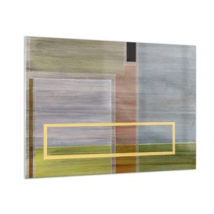 Cuadro sobre vidrio - Impresiones sobre Vidrio - Abstracción moderna con formas rectangulares y colores terrosos. - 100x70cm - Recto y tranquilo - Decoración de pared moderna para salón y dormitorio ARTTOR