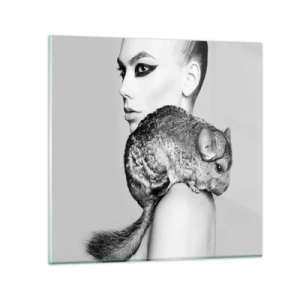 Cuadro sobre vidrio - Impresiones sobre Vidrio - Dama con chinchilla - 70x70 cm
