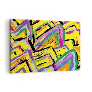 Cuadro sobre lienzo - Impresión de Imagen - Abstracción vívida en colores brillantes y formas dinámicas. - 100x70cm - Grita de alegría - Decoración de pared moderna para salón y dormitorio ARTTOR
