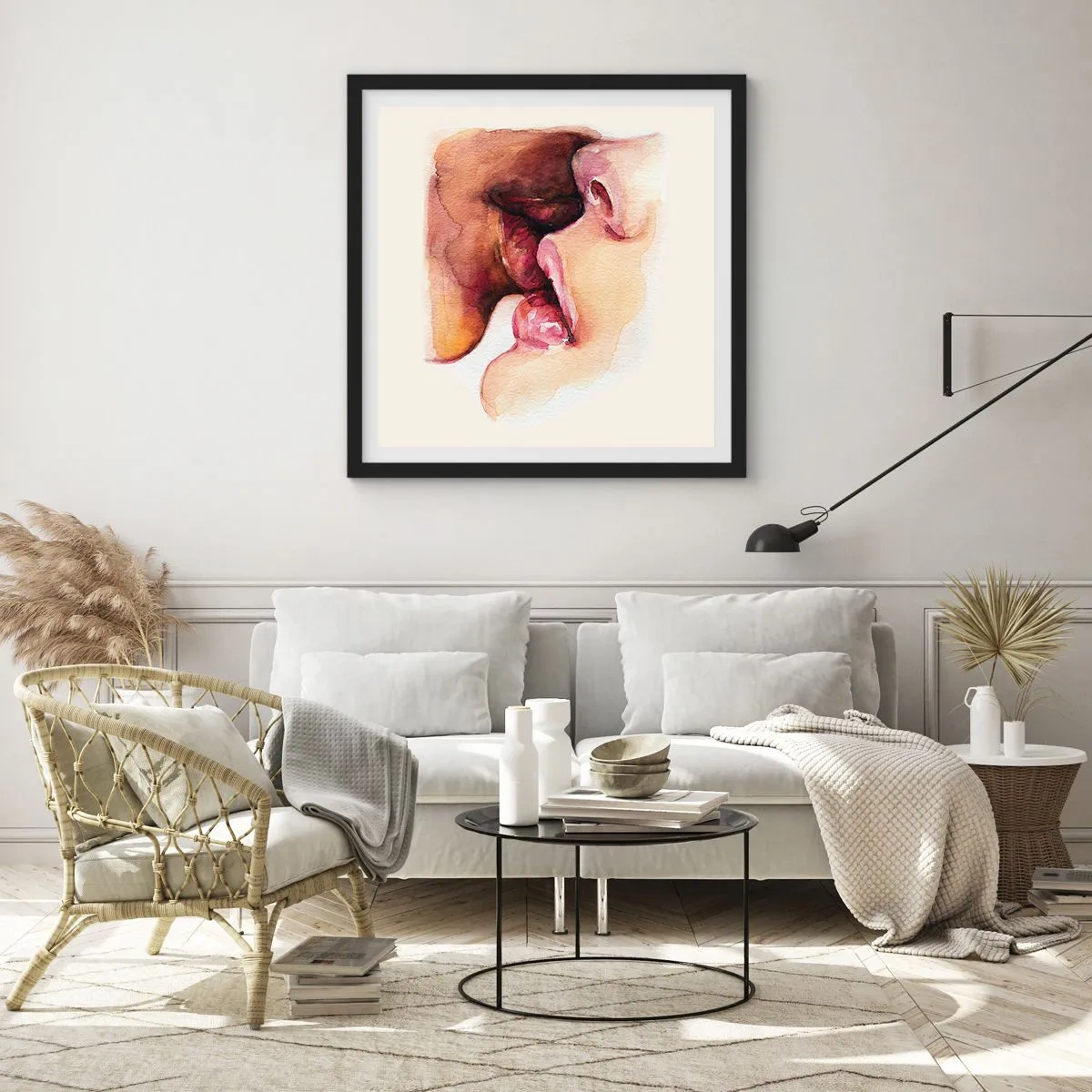 Póster en marco negro - Como la noche y el día, la tierra y el cielo - 40x40 cm