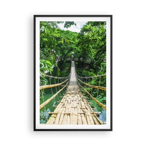 Póster en marco negro - Puente colgante sobre la vegetación - 61x91 cm