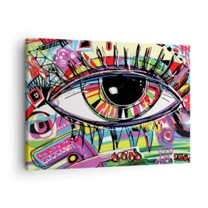 Cuadro sobre lienzo - Impresión de Imagen - Ojo de grafiti abstracto colorido - 70x50cm - Un ojo colorido - un alma colorida - Decoración de pared moderna para salón y dormitorio ARTTOR