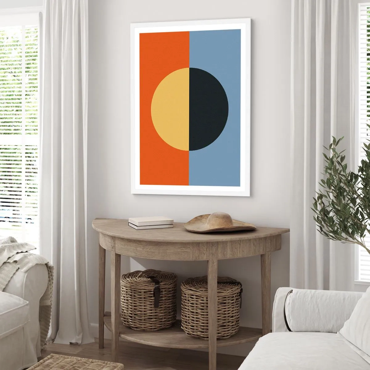 Póster en marco blanco - Una composición de calidez y frescura - 70x100 cm