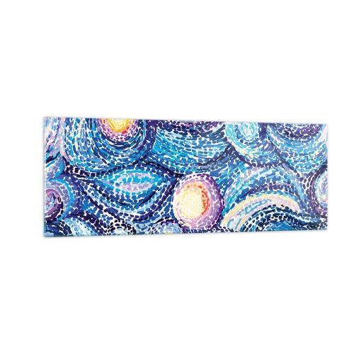 Cuadro sobre vidrio - Impresiones sobre Vidrio - Una interpretación artística del cielo estrellado al estilo de Van Gogh - 140x50cm - De un cuadro de Van Gogh - Decoración de pared moderna para salón y dormitorio ARTTOR