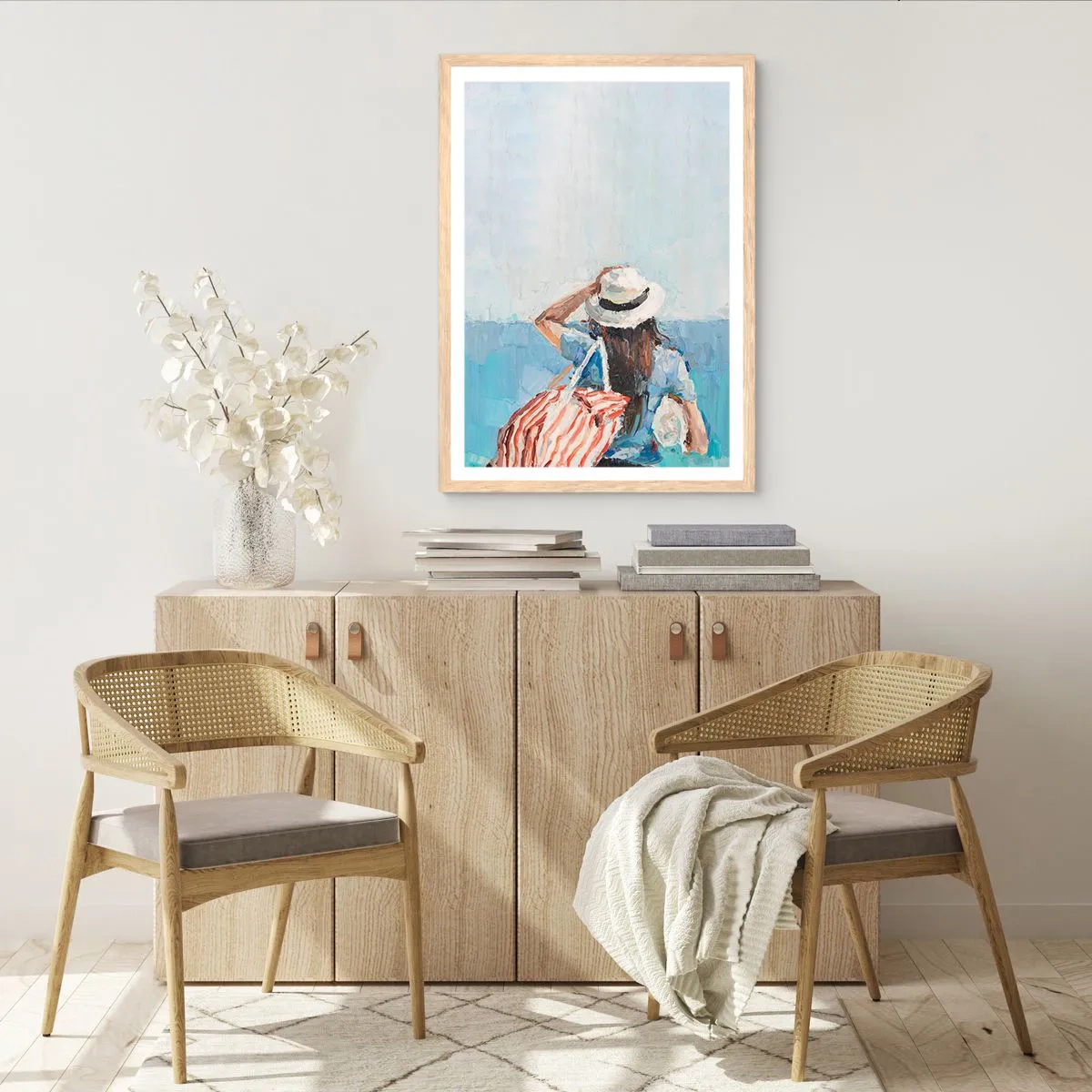 Póster en marco roble claro - Bienvenida a tus vacaciones - 40x50 cm