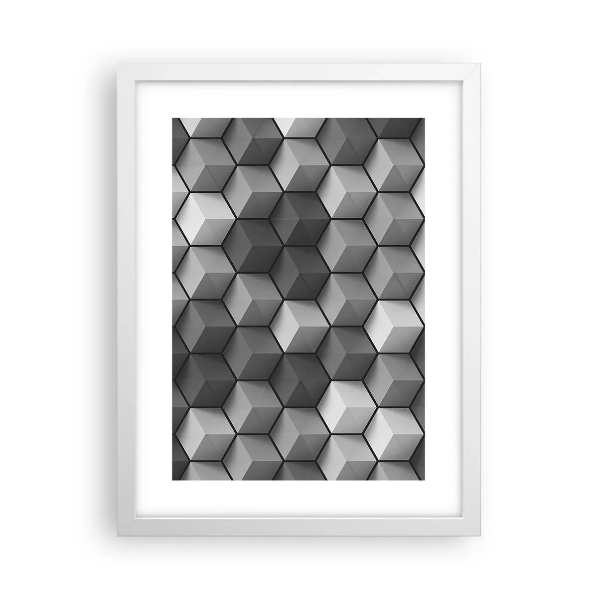 Póster en marco blanco - Rompecabezas cubista - 30x40 cm