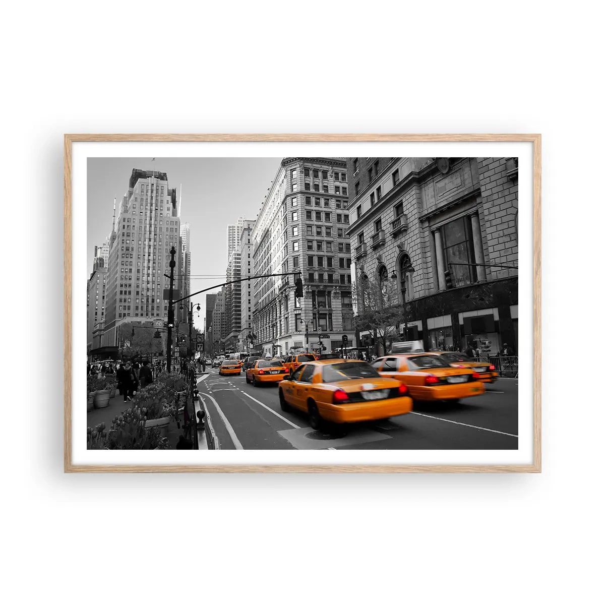 Póster en marco roble claro - Los soles de la gran ciudad - 100x70 cm