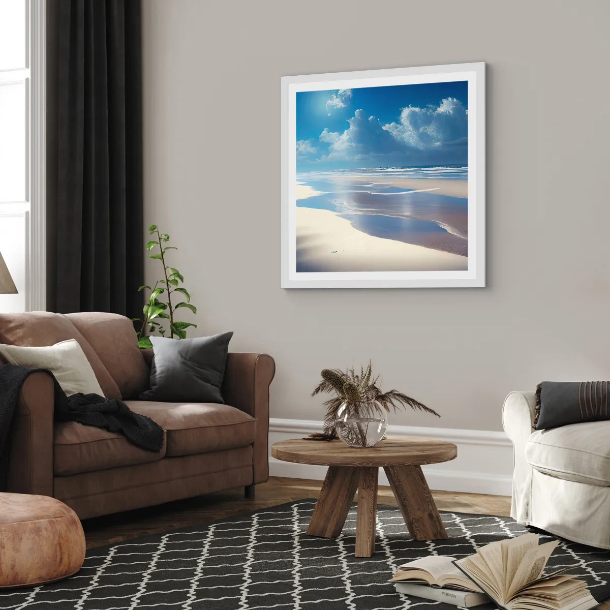 Póster en marco blanco - Vacaciones en el paraíso - 40x40 cm