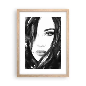 Póster en marco roble claro - Retrato de una dama en blanco y negro - 30x40 cm
