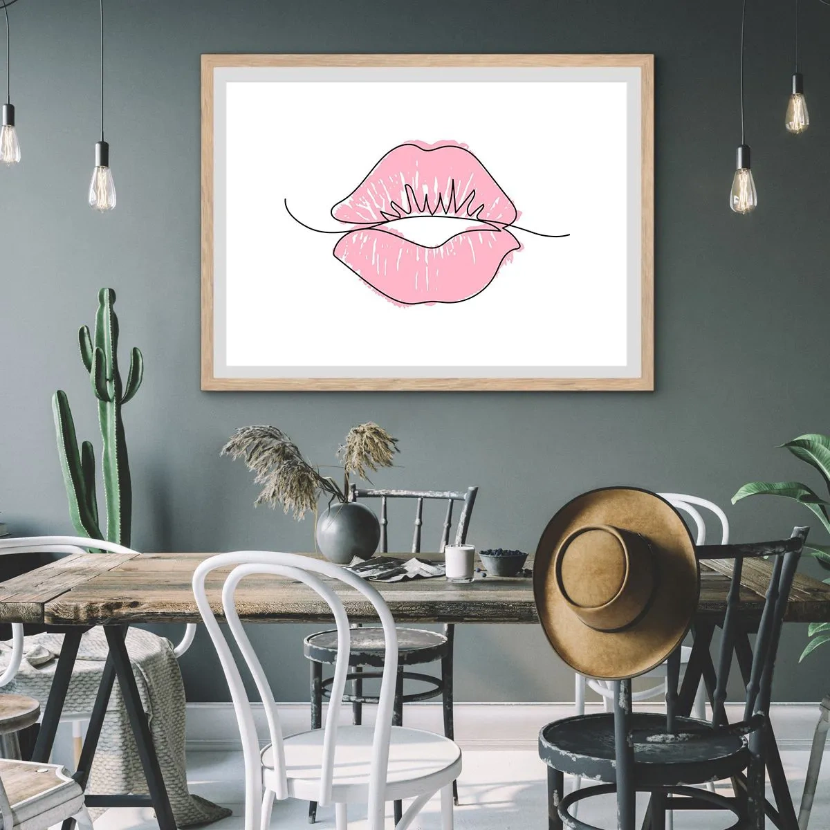 Póster en marco roble claro - ¿Listo para un beso? - 50x40 cm