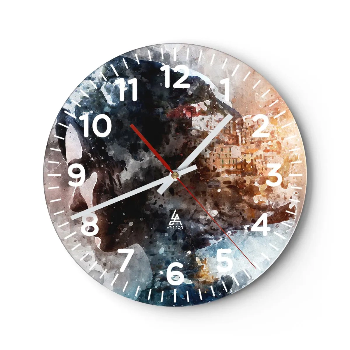 Reloj de pared - Reloj de vidrio - Una historia sobre una niña con una ciudad de fondo - 40x40 cm