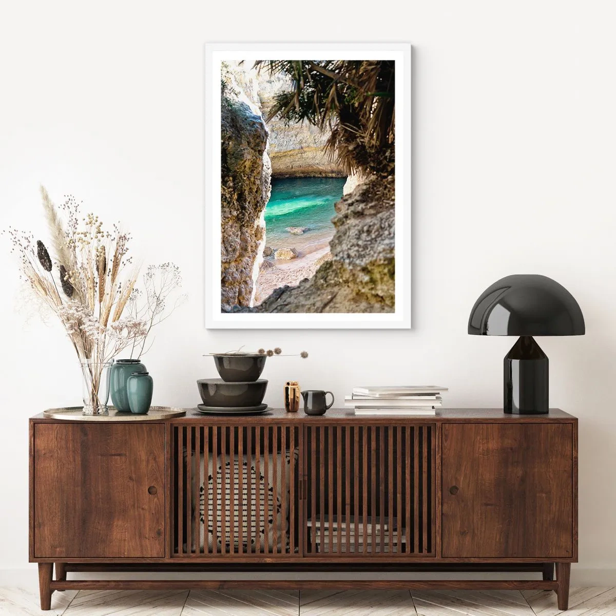 Póster en marco blanco - Bahía turquesa - 30x40 cm