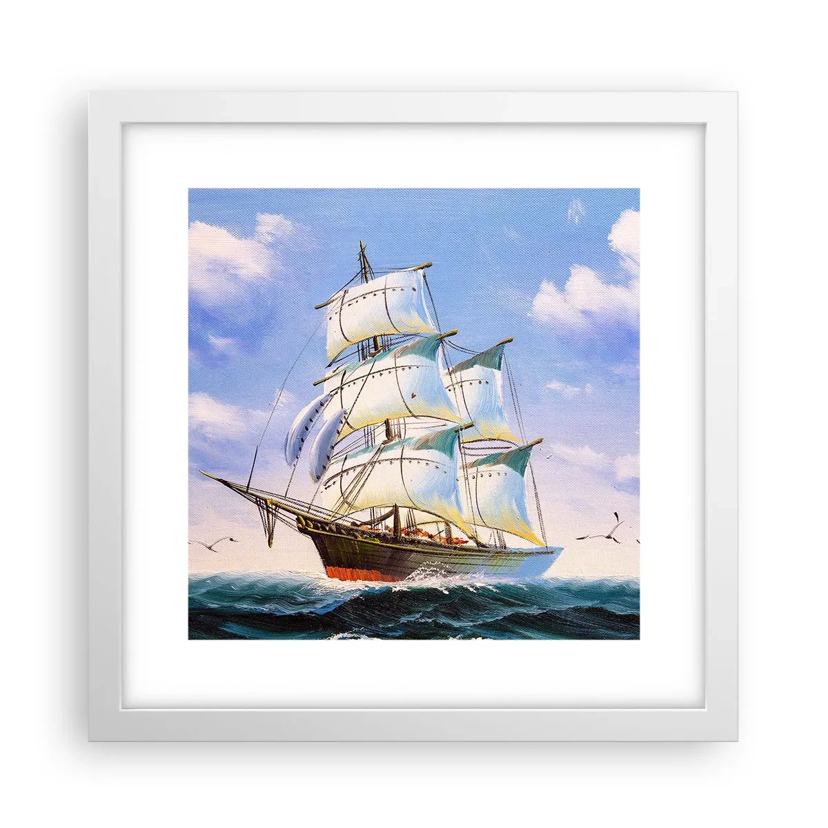 Póster en marco blanco - Orgulloso con el viento - 30x30 cm