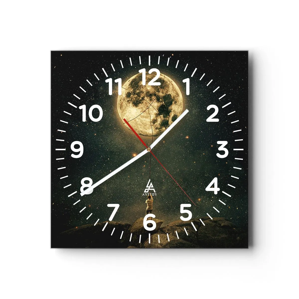 Reloj de pared - Reloj de vidrio - El que robó la luna - 30x30 cm