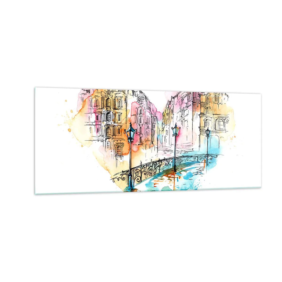 Cuadro sobre vidrio - Impresiones sobre Vidrio - El corazón de la ciudad - 100x40 cm