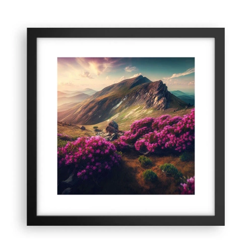 Póster en marco negro - Verano en las montañas - 30x30 cm