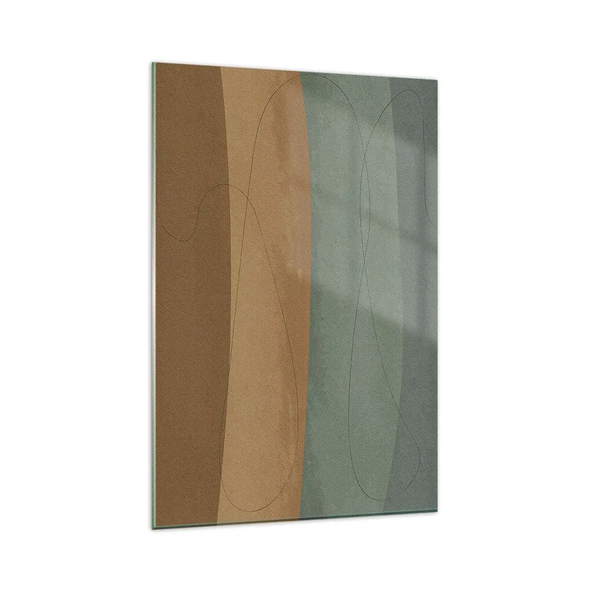 Cuadro sobre vidrio - Impresiones sobre Vidrio - Composición abstracta en tonos tierra naturales. - 80x120cm - Composición horizontal - Decoración de pared moderna para salón y dormitorio ARTTOR