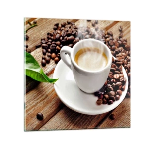 Cuadro sobre vidrio - Impresiones sobre Vidrio - Café en el banco - 30x30 cm