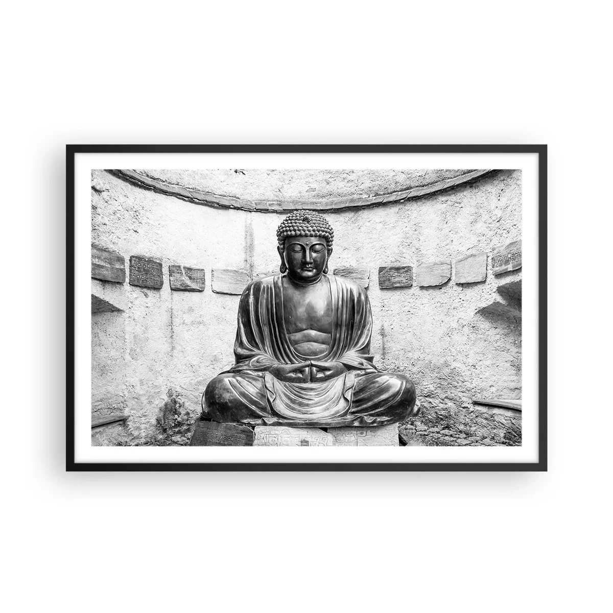 Póster en marco negro - En la fuente de la paz - 91x61 cm