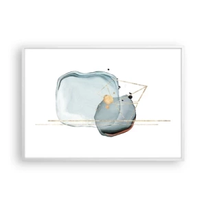Póster en marco blanco - Un estudio de gotas - 100x70 cm
