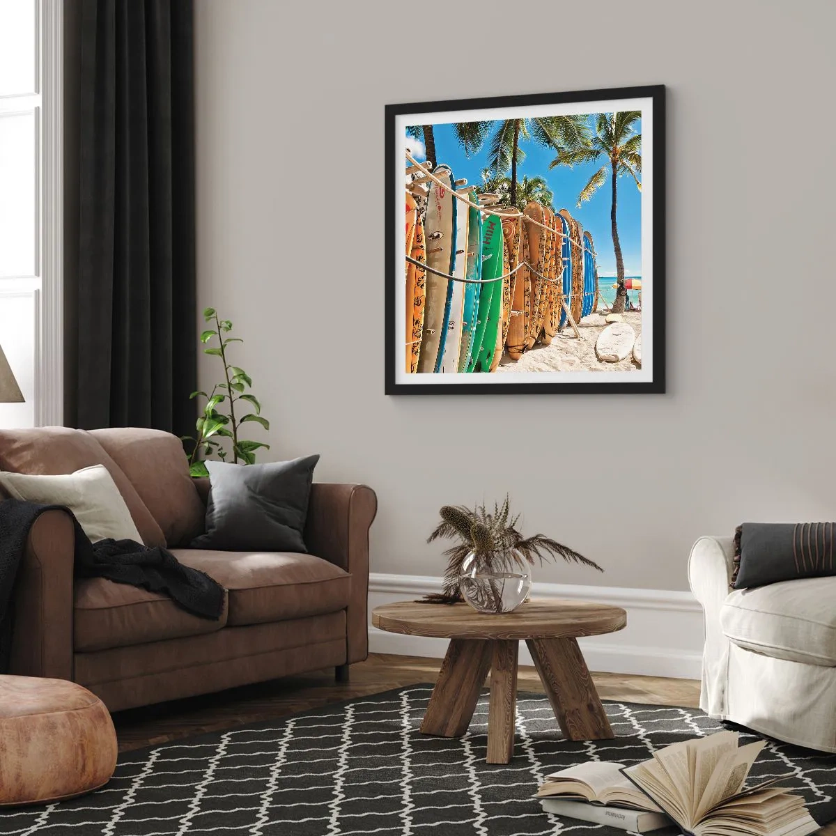 Póster en marco negro - Diversión soleada - 60x60 cm