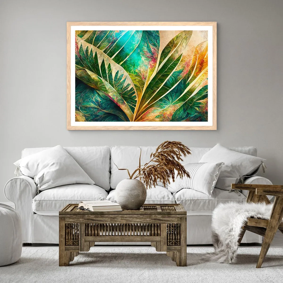 Póster en marco roble claro - Los colores del trópico - 50x40 cm