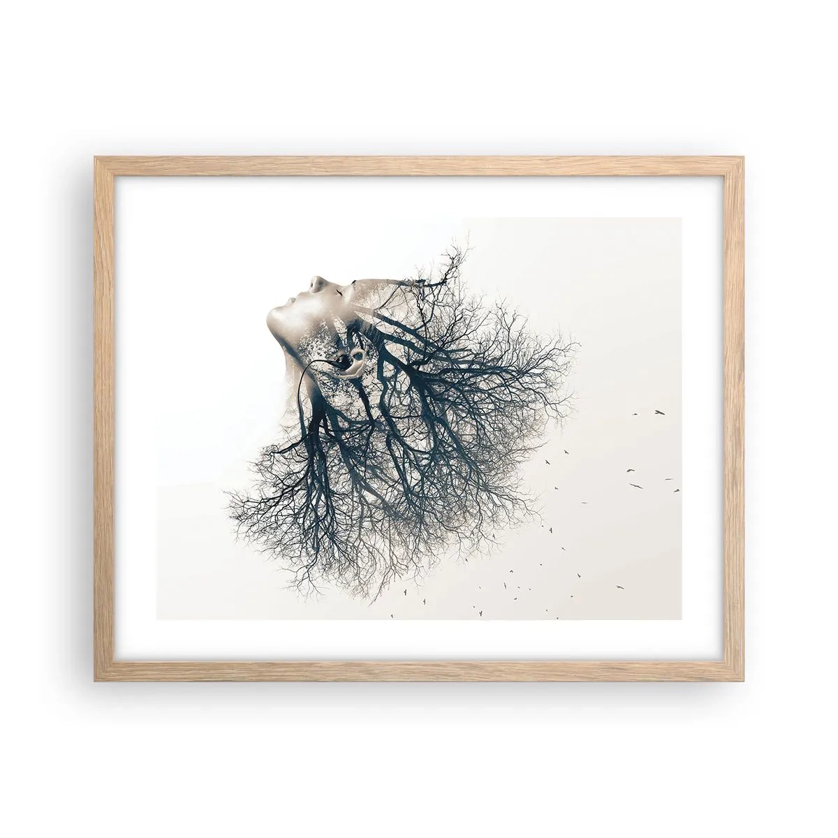 Póster en marco roble claro - Escuchando el susurro de un árbol - 50x40 cm