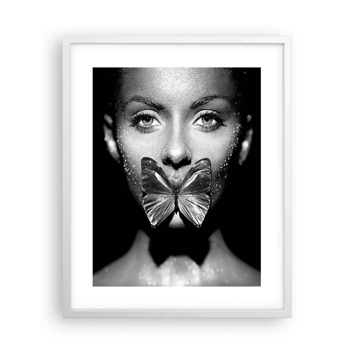 Póster en marco blanco - Beso de mariposa - 40x50 cm