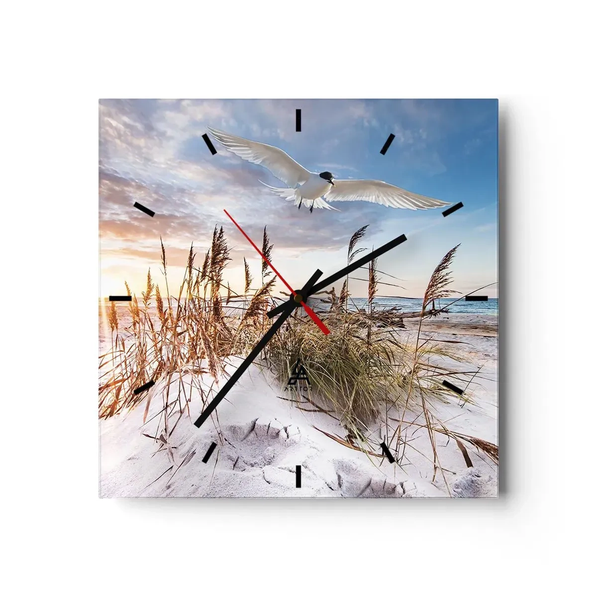 Reloj de pared - Reloj de vidrio - Viento del mar - 40x40 cm