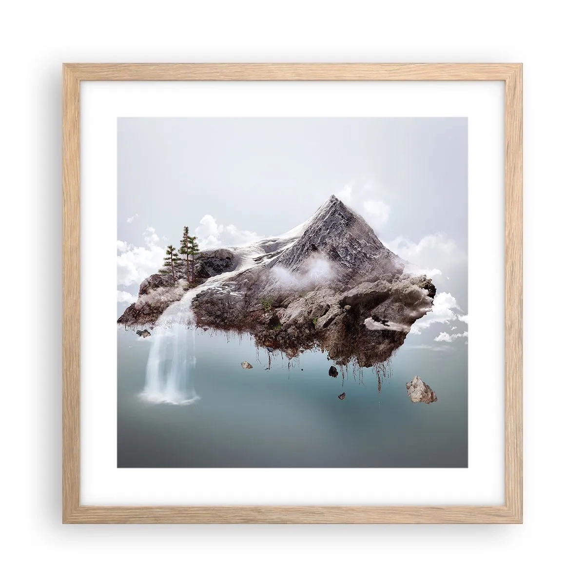 Póster en marco roble claro - Isla surrealista - 40x40 cm