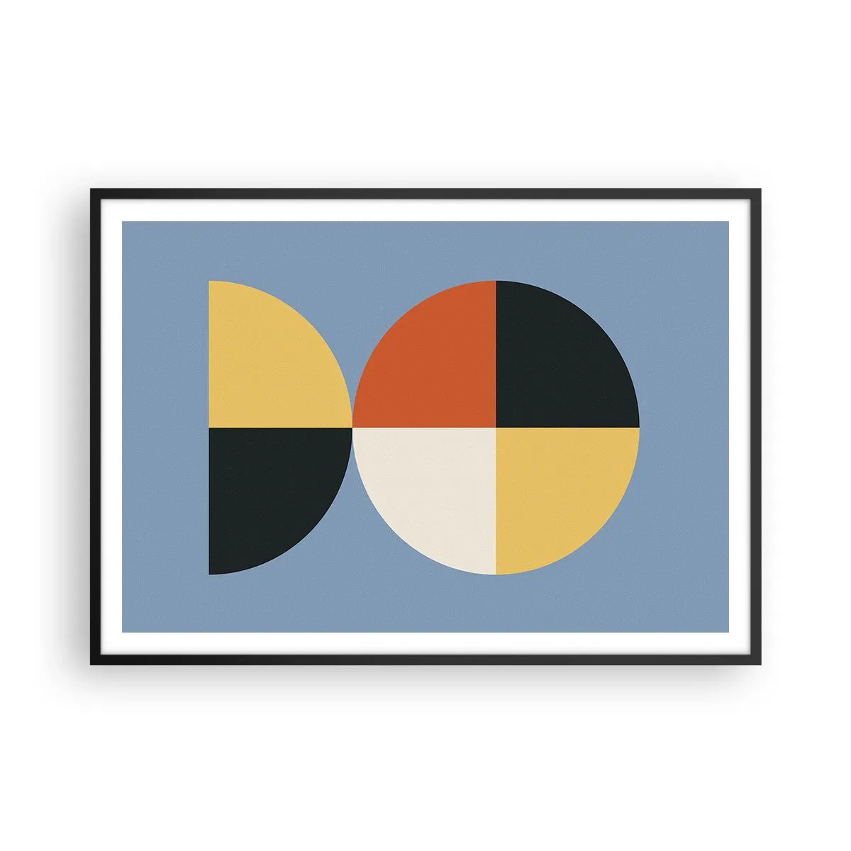 Póster en marco negro - Círculos geométricos sobre un fondo azul. - 100x70cm - Mira y cuenta - Decoración de pared moderna para salón y dormitorio ARTTOR