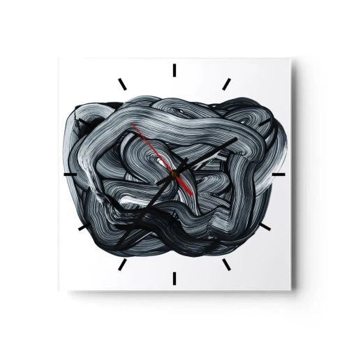 Reloj de pared - Reloj de vidrio - Composición abstracta en tonos de gris - 30x30cm - No es tan sencillo - Decoración de pared moderna para salón y dormitorio ARTTOR