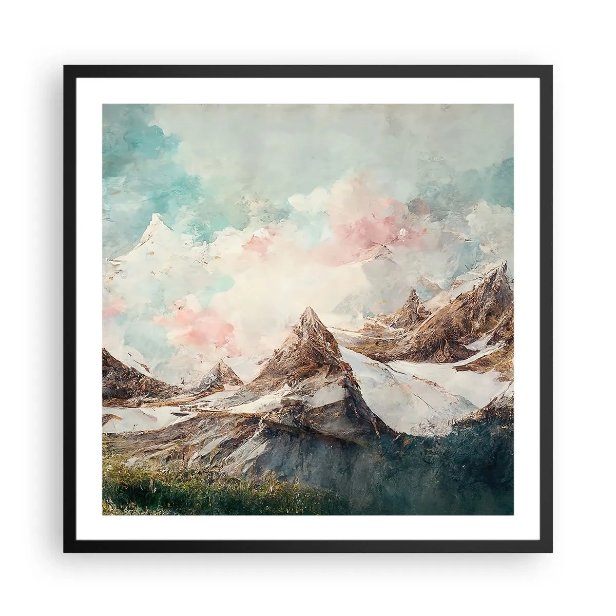 Póster en marco negro - Filos rocosos - 60x60 cm