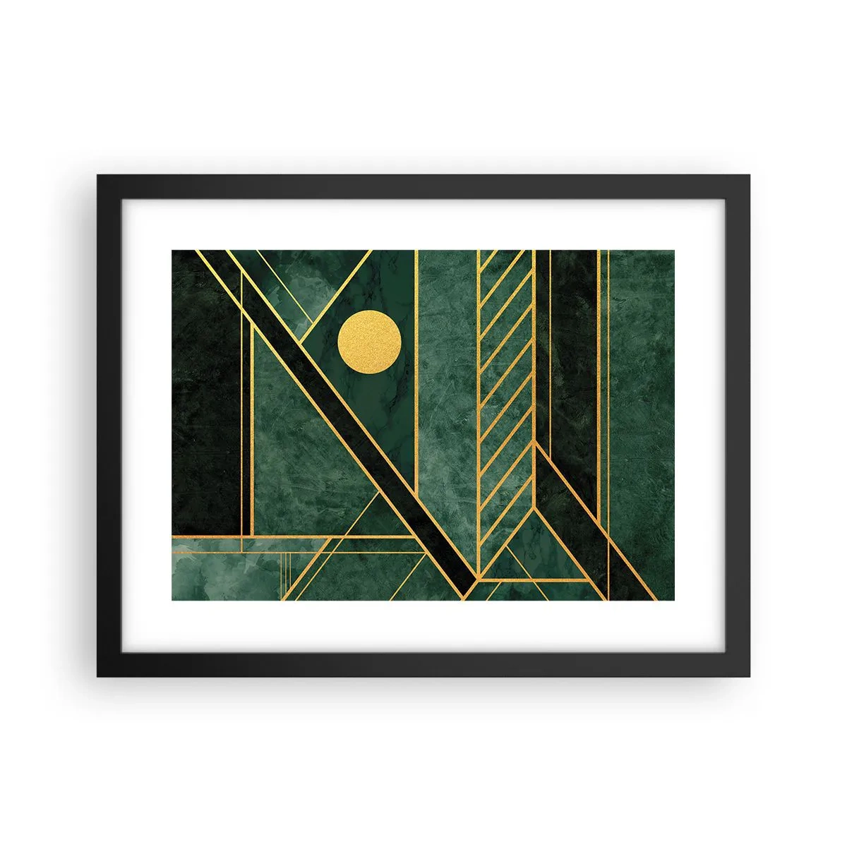 Póster en marco negro - La dinámica del oro y el azul - 40x30 cm