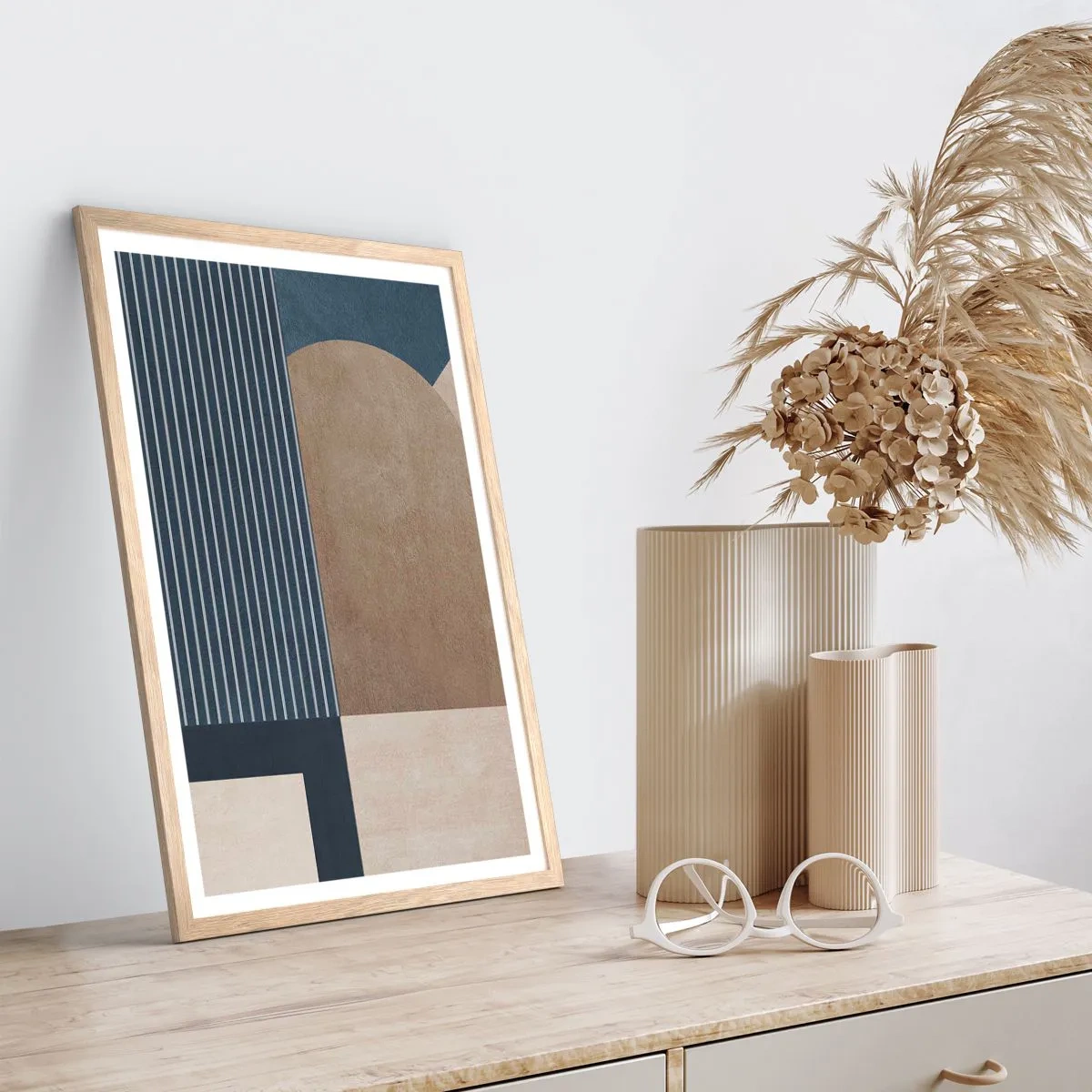 Póster en marco roble claro - Composición de sencillez y redondez - 50x70 cm