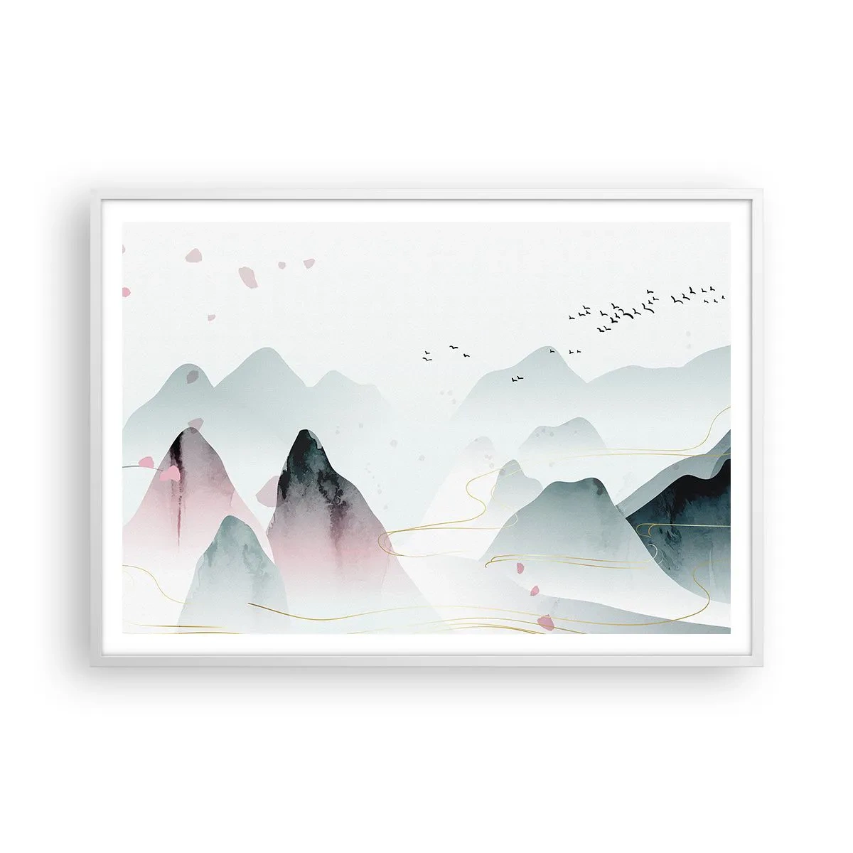 Póster en marco blanco - Sobre las cimas - 100x70 cm