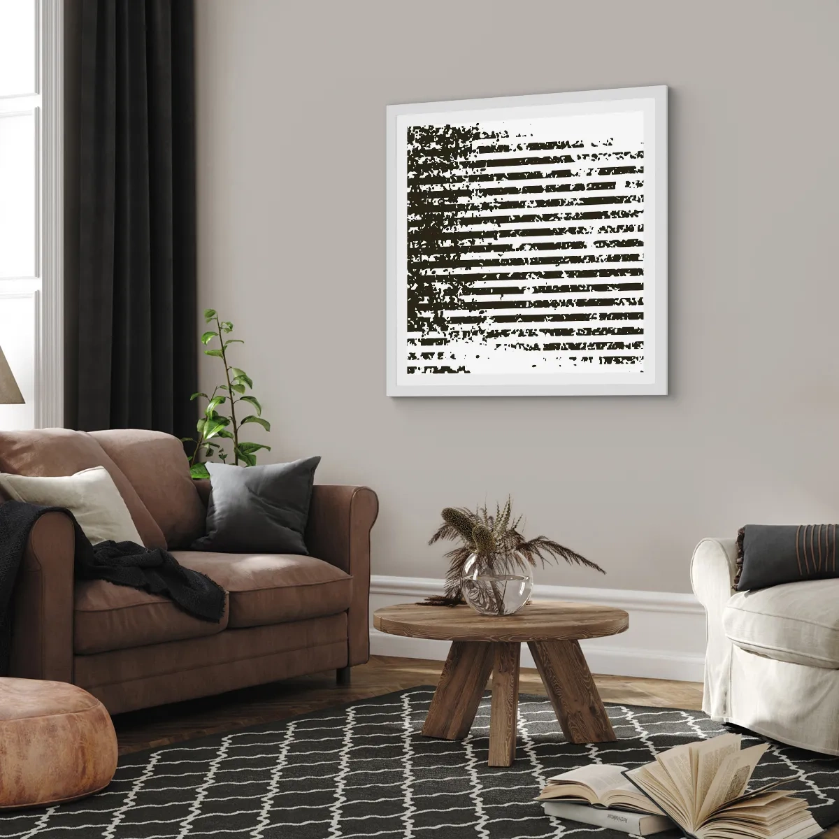 Póster en marco blanco - Ritmo y ruido - 50x50 cm