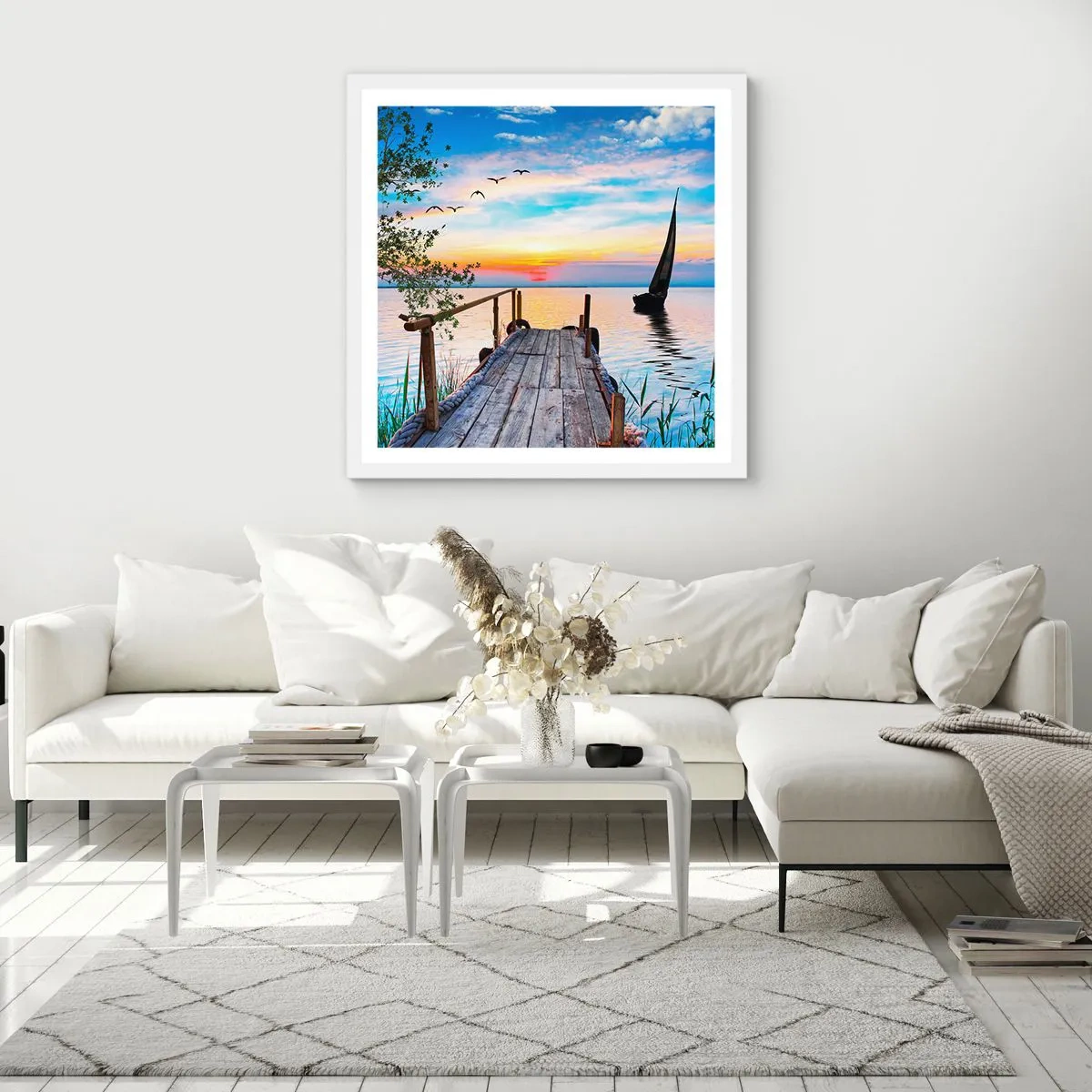 Póster en marco blanco - Que llegue la noche - 60x60 cm