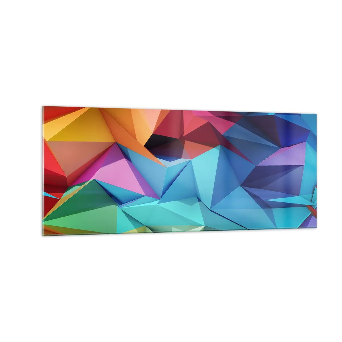 Cuadro sobre vidrio - Impresiones sobre Vidrio - Origami arco iris - 100x40 cm